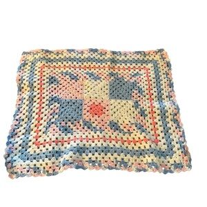 Vintage Handmade Colorful Baby Crochet Blanket